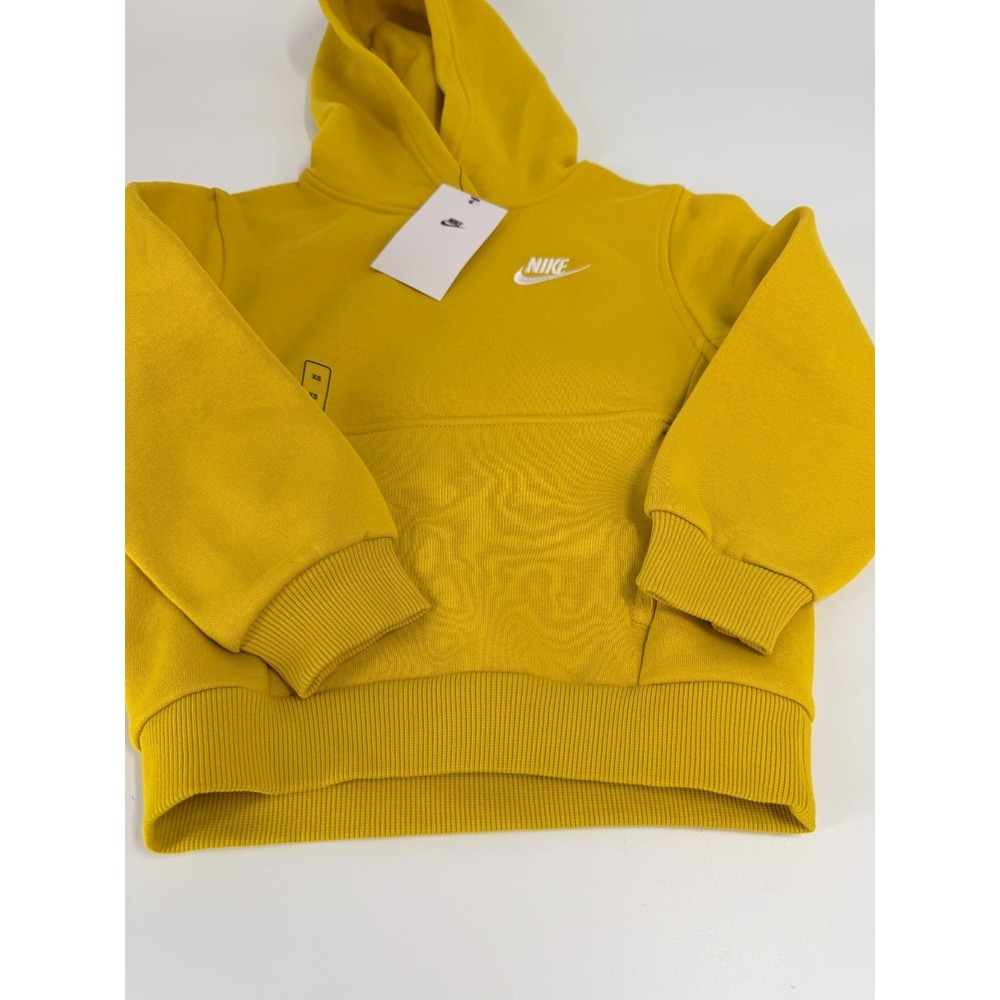 Nike Sweatshirt Youth Size S Yellow Futura Club Fleece Hoodie Sweater Boys Kids - Picture 2 of 4